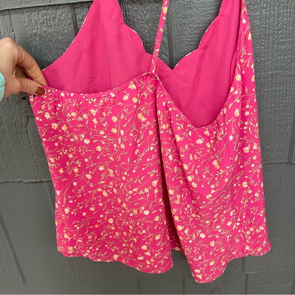 Jacki Scallop Detail Blouse pink floral strappy flower detail girl core cami top - Picture 6 of 11